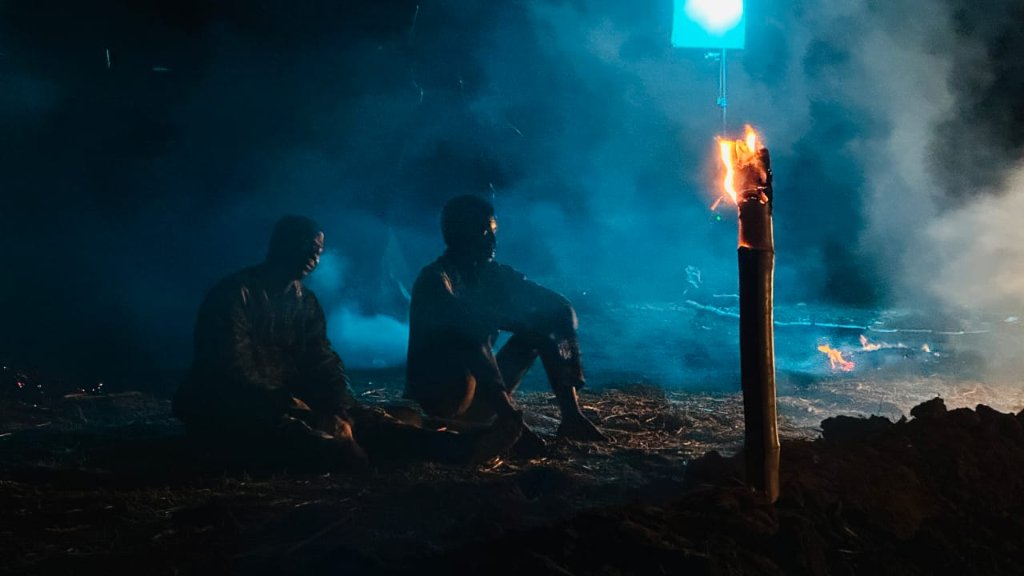 Night scene — fire and silence