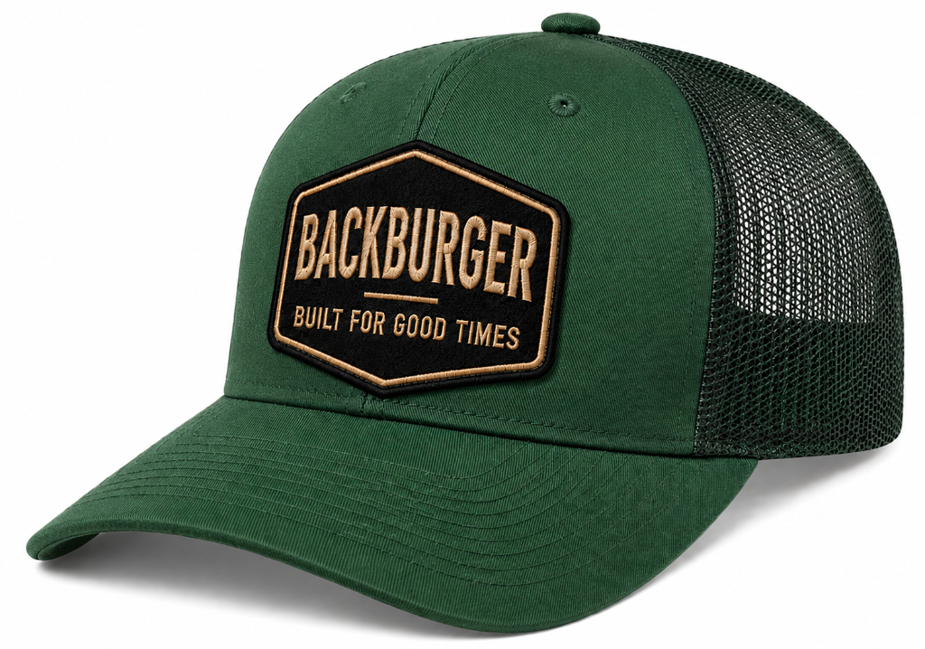 The Good Times Trucker Hat — Evergreen colourway by BackBurger