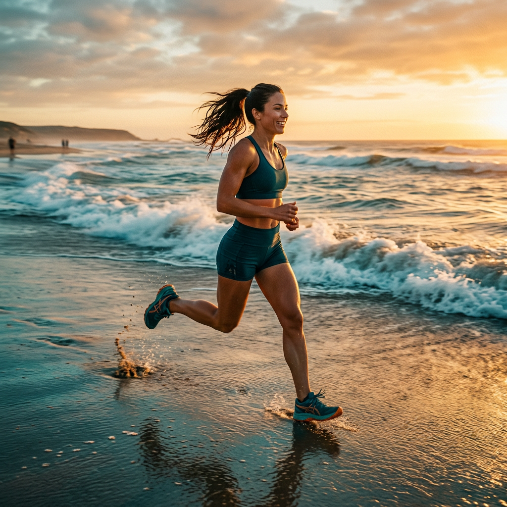Athletic runner at sunrise