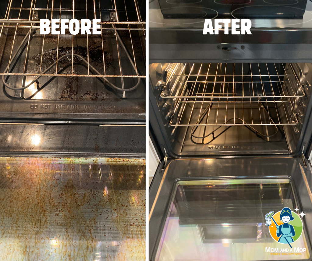 Oven before and after cleaning