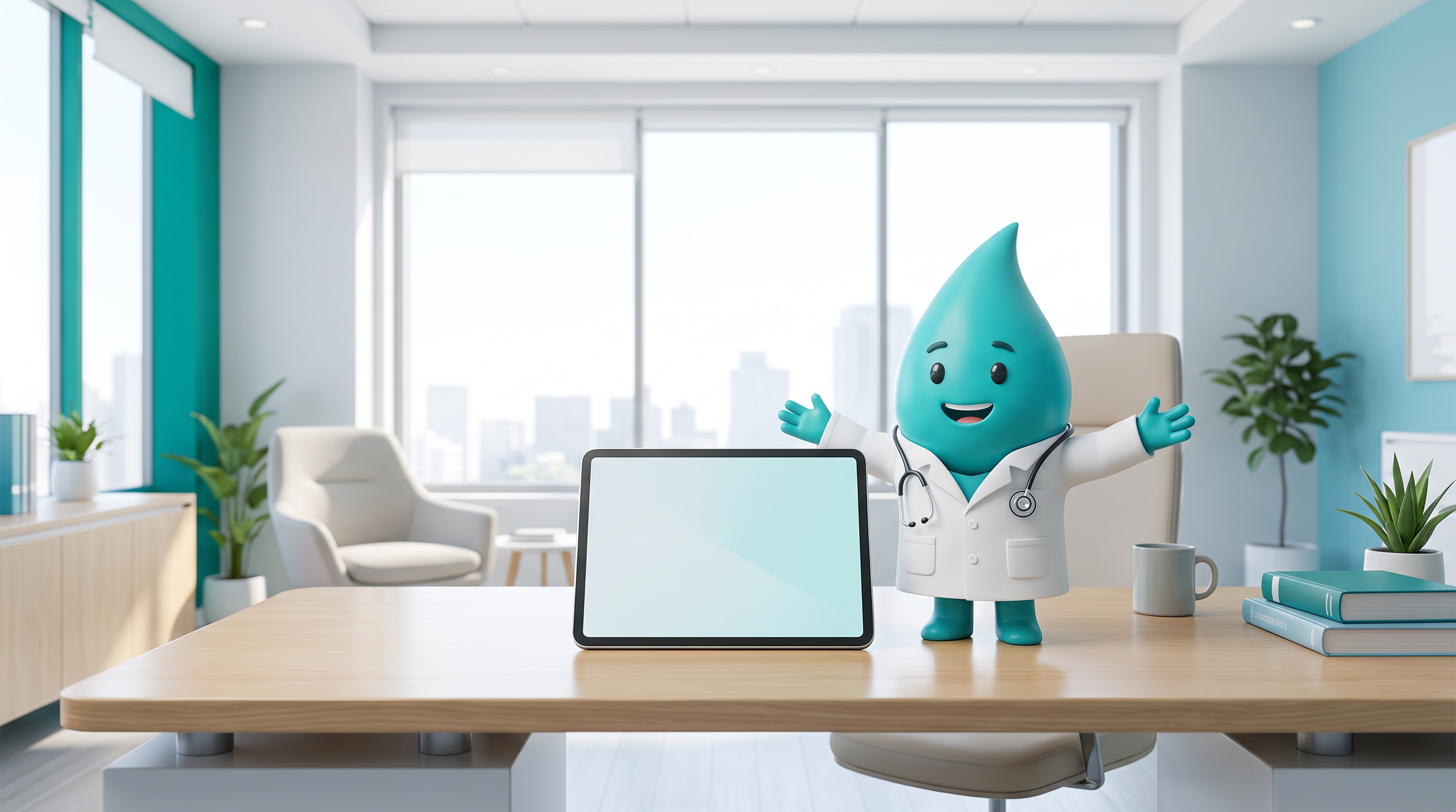 Doctor Welly in modern telehealth office