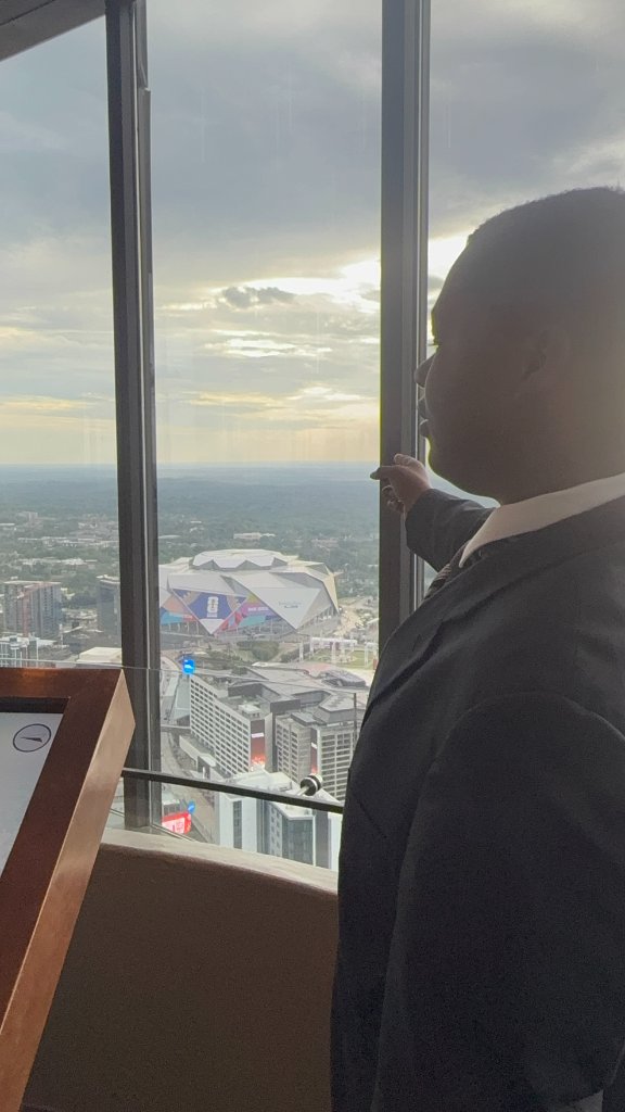 Students taking in the Atlanta view