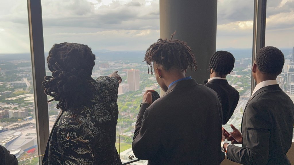 Students looking out over Atlanta