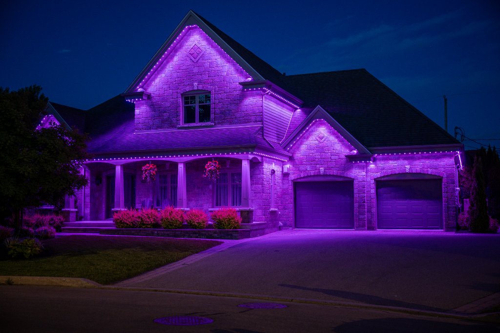A bold purple lighting scene