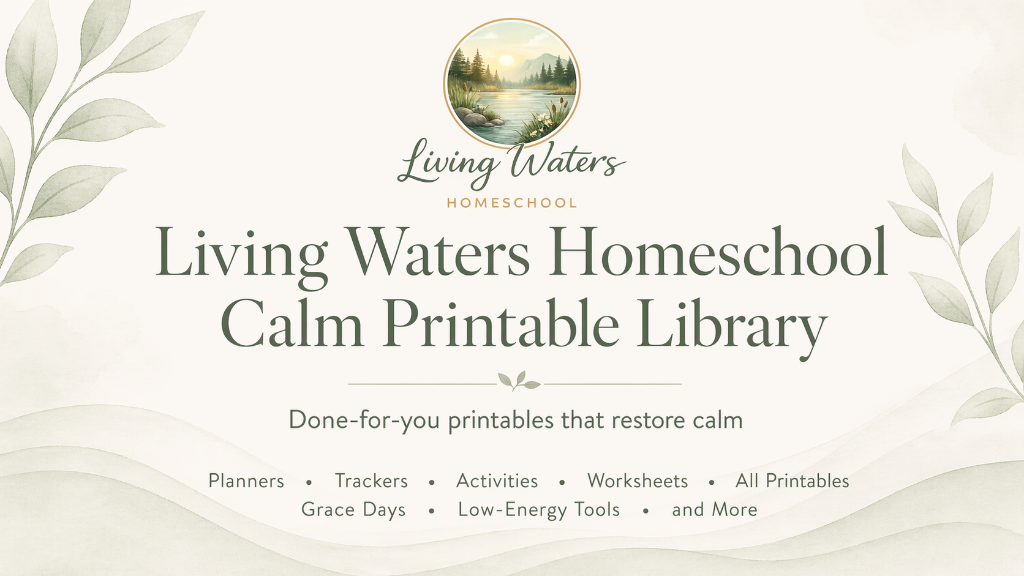 Living Waters Homeschool Calm Printable Library