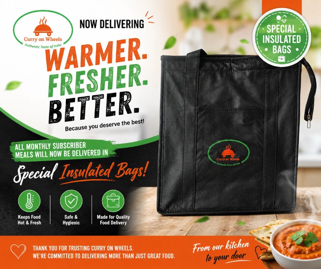 Special insulated delivery bags for comfort meals