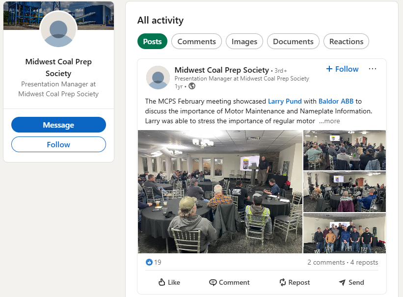 Midwest Coal Prep Society LinkedIn Activity
