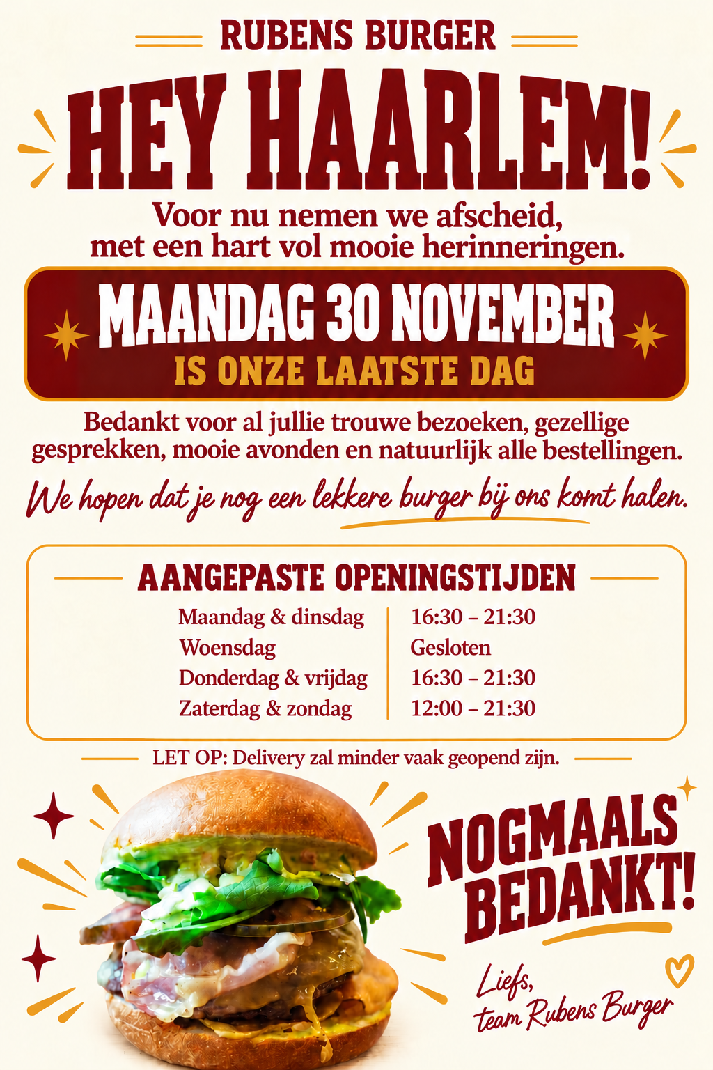 Afscheidsflyer Rubens Burger
