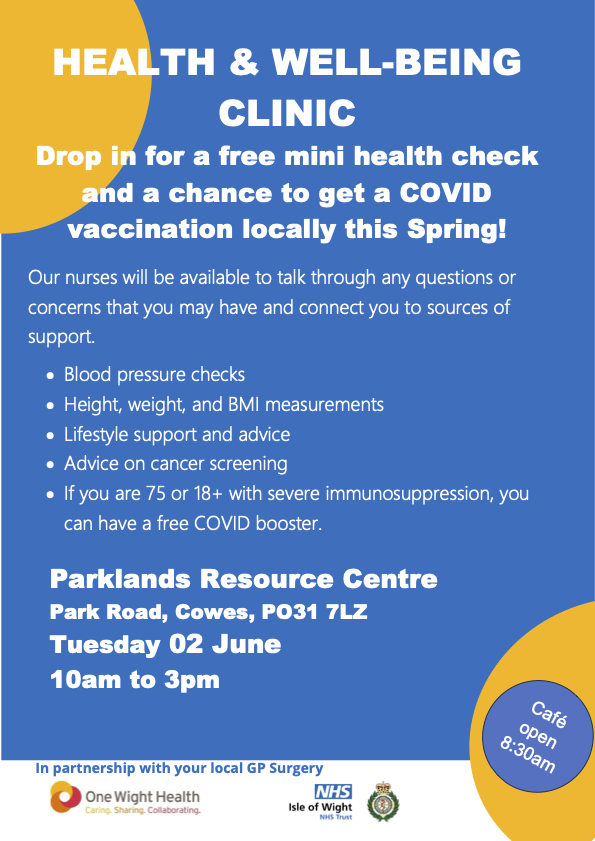Free Health & Well-Being Clinic – Tuesday 2nd June
