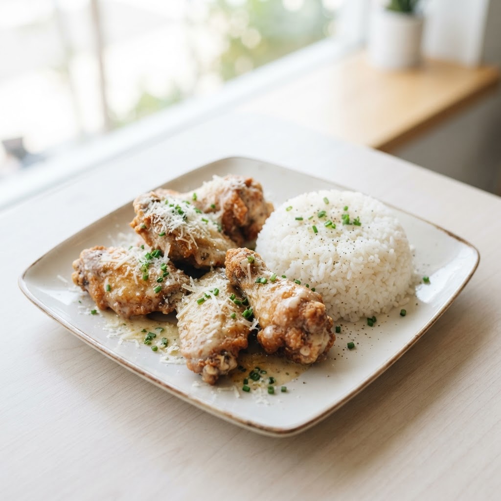 4pcs Chicken Wings w/rice- Choose Flavors