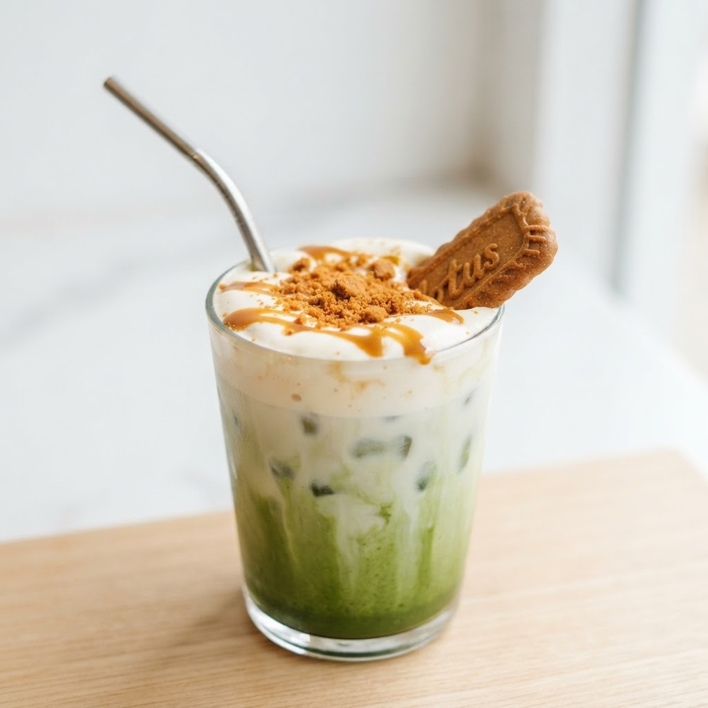 Matcha Biscoff Cream cheese Latte
