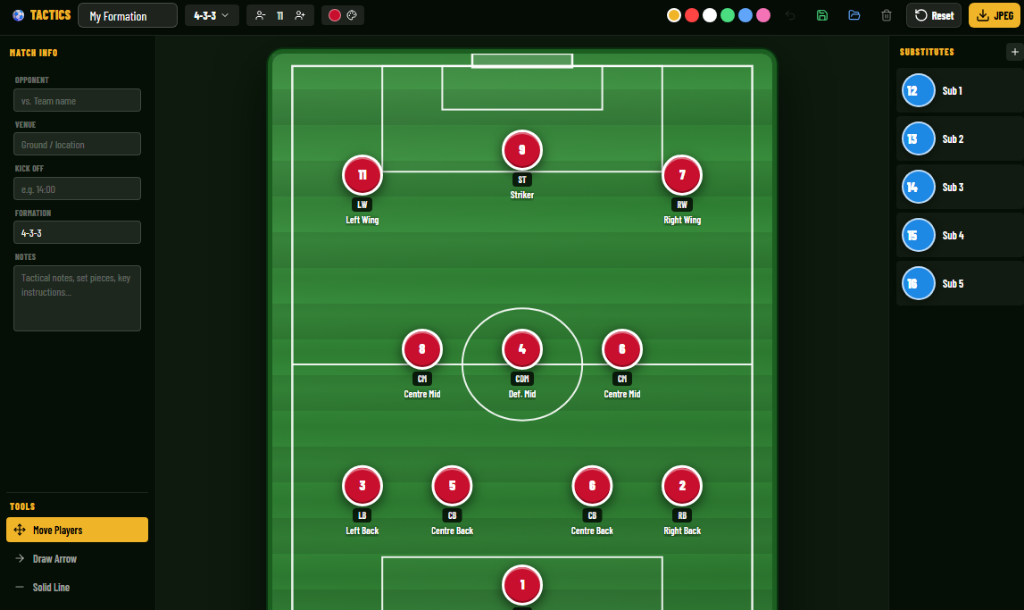 ⚽ Tactics Board