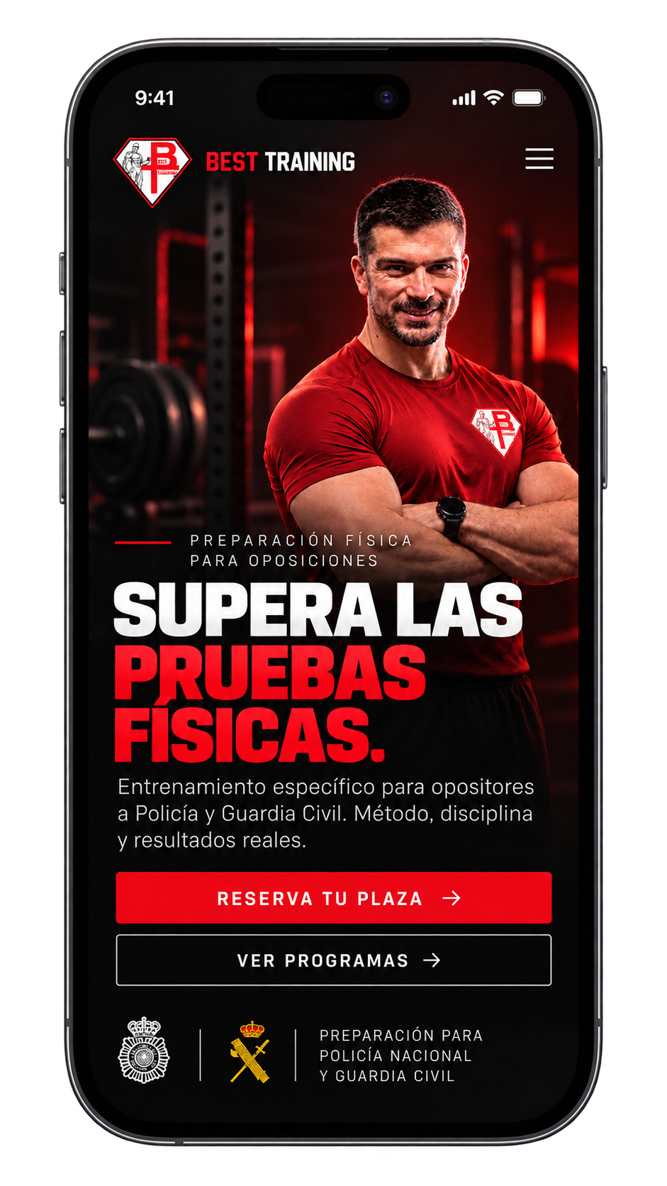 Propuesta móvil de Best Training: supera las pruebas físicas