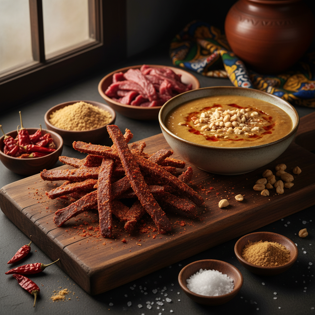Kilishi with Groundnut Sauce