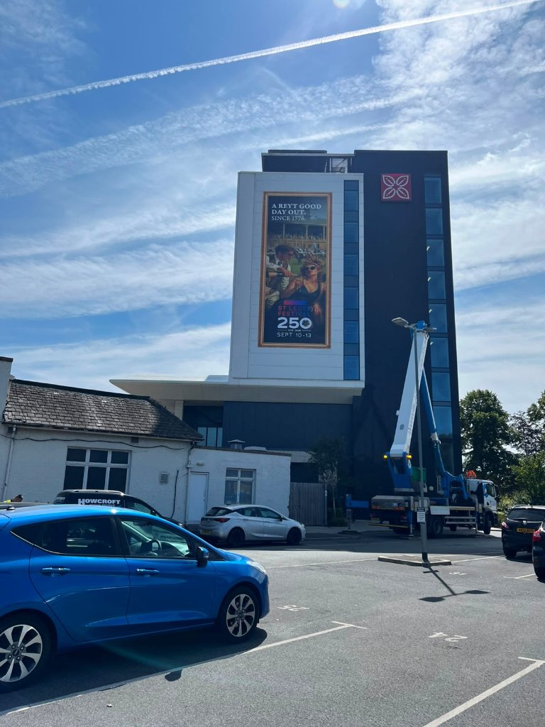Hilton Garden Inn Doncaster Racecourse — St Leger 250 Building Wrap