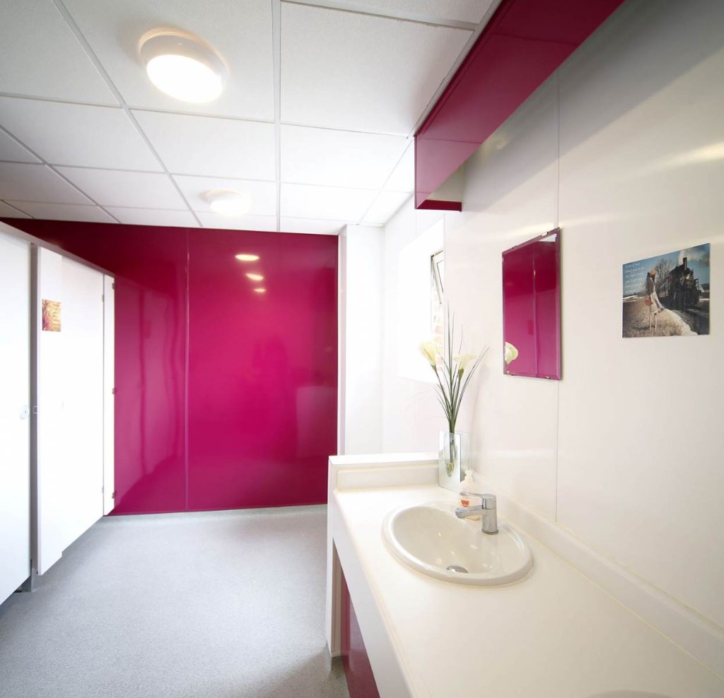 Pink Gloss Cladding — Washroom