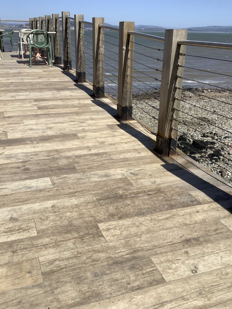 Wooden walkway to terrace