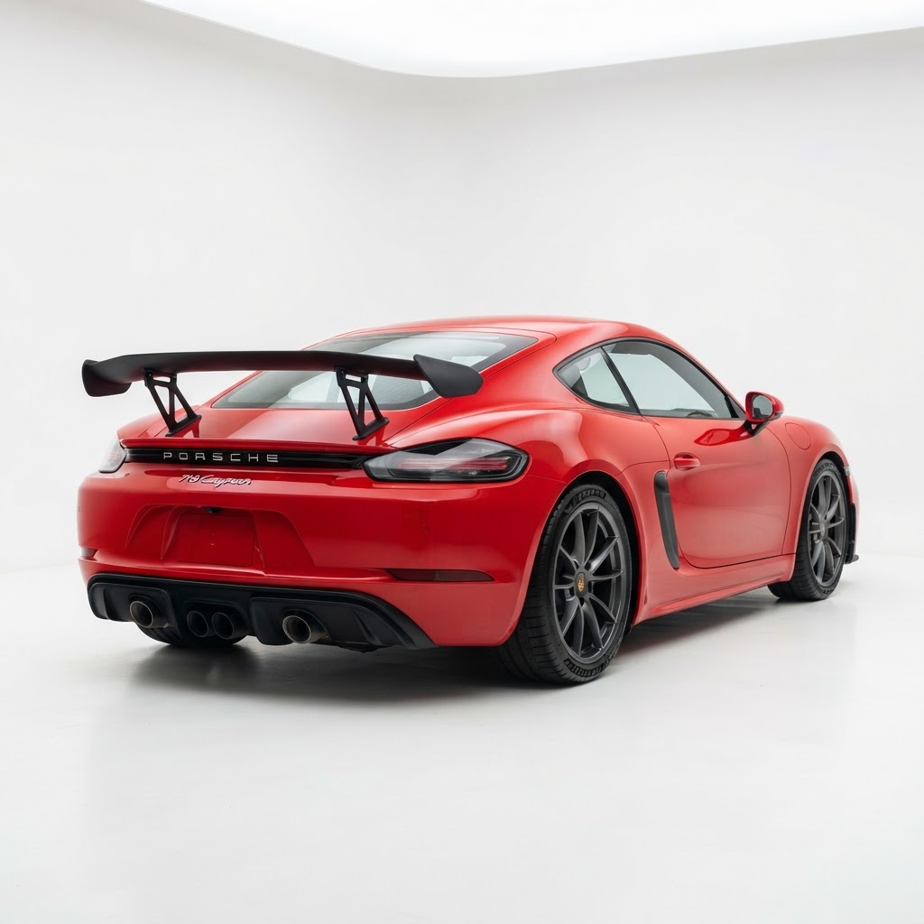 GT4-Style Matte Black FRP Rear Trunk Spoiler — Porsche 718 Cayman & Boxster (982) — MONTFORD