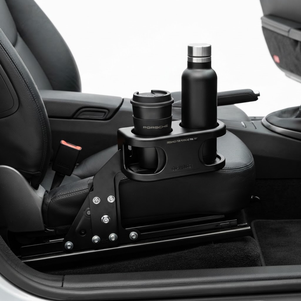 Porsche Cayman 987 / Boxster 986 Dual-Hole Cup Holder — Seat Rail Mount