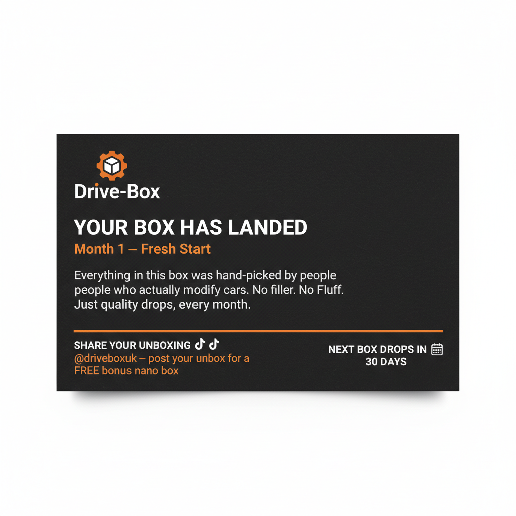 Insert Card — official Porsche merchandise in a Drive-Box subscription
