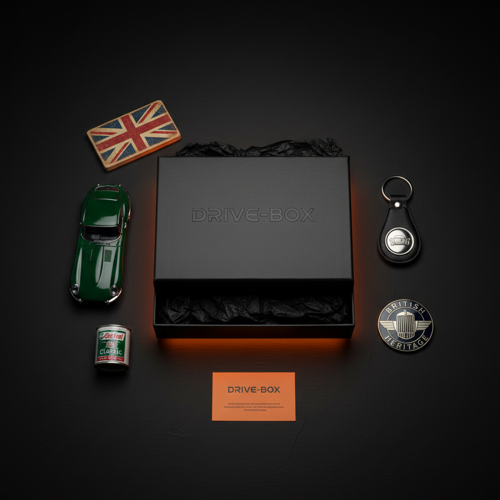 Drive-Box December 2025 — Classic British themed Porsche subscription box with official merchandise and collectibles