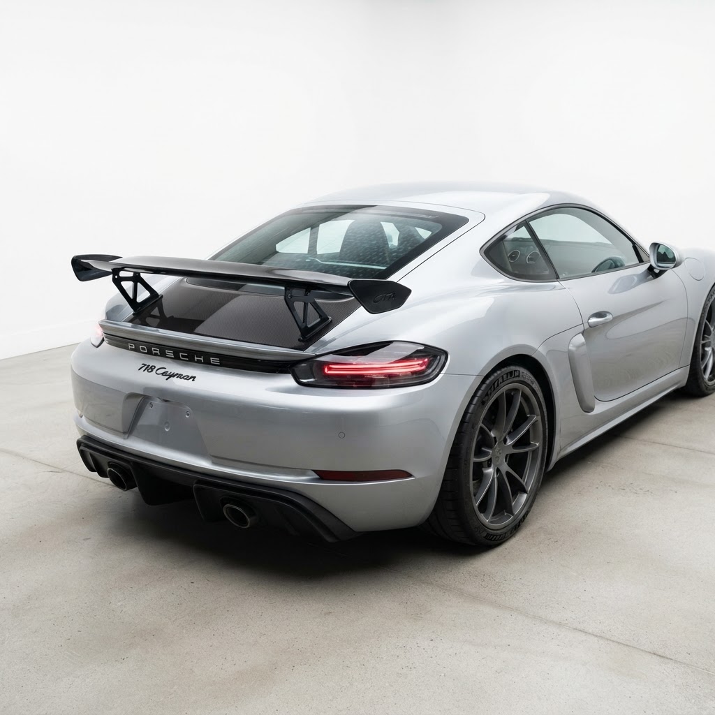 GT4-Style ABS Rear Trunk Spoiler (Pre-Finished) — Porsche 718 Cayman & Boxster (982) — Lion Tuning