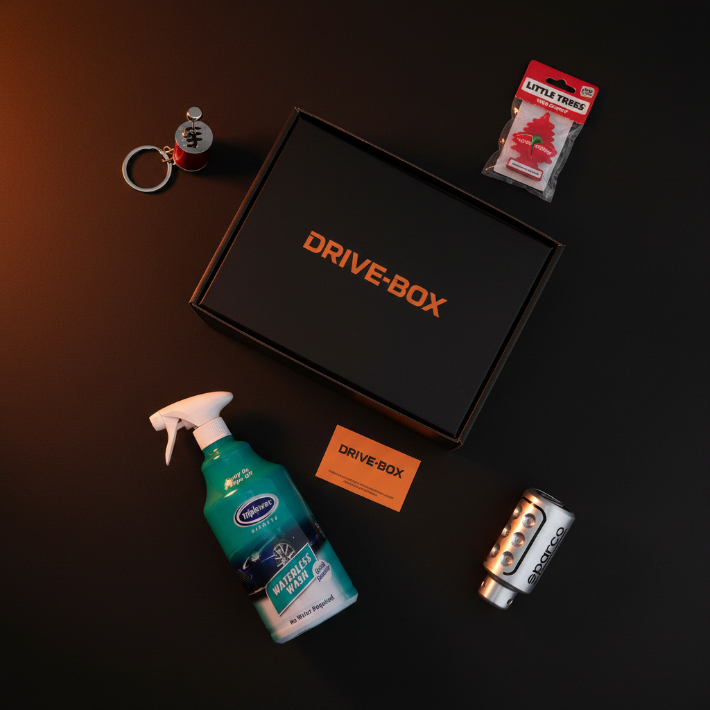 Drive-Box JUNE — Red Bull Paddock Car Upgrade + Collector themed Porsche subscription box contents - official merchandise for car enthusiasts