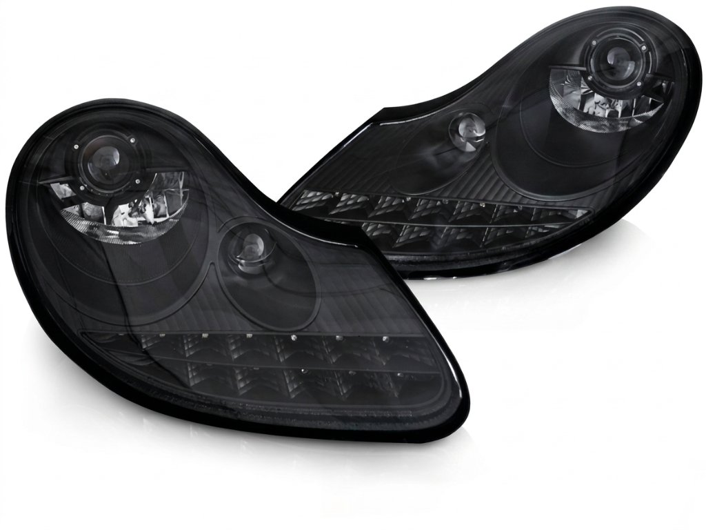 Black Smoked Projector Headlights — 996 / 986 — Lion Tuning Porsche lighting_front part