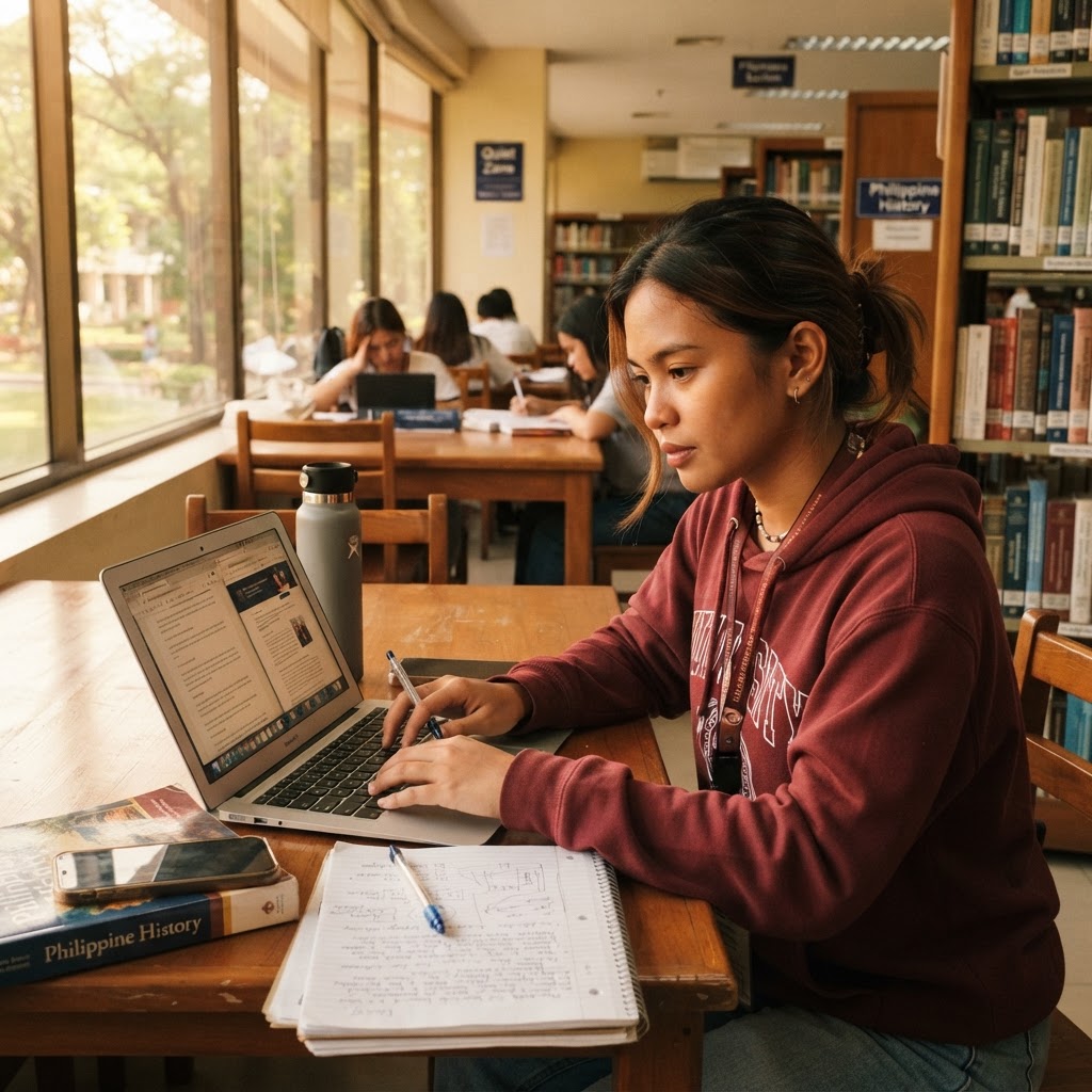 Filipino student studying
