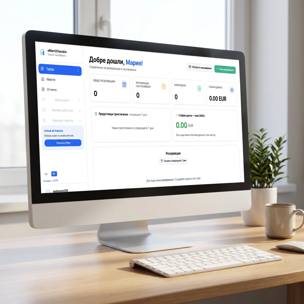 sMartiCheckin табло — управление на резервации и туристически данък