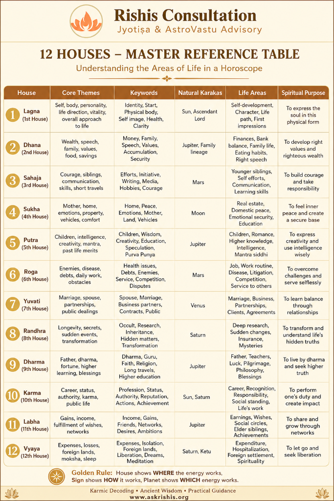 12 Houses – Master Reference Table