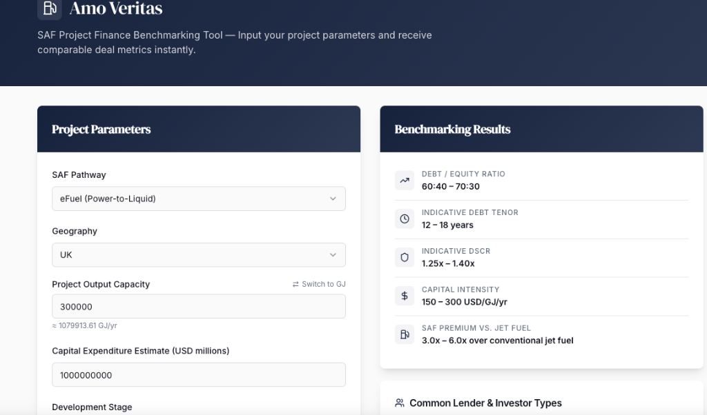 SAF Benchmarking Tool screenshot