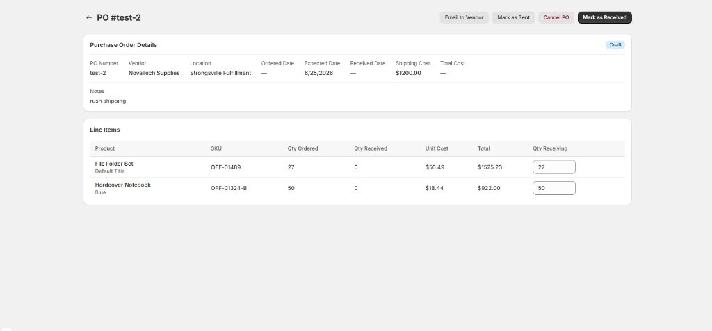 Purchase Order Details