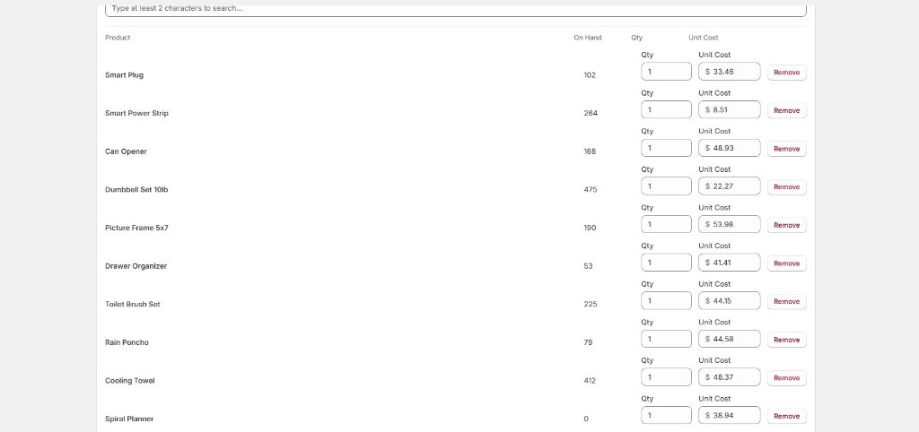 PO — Auto-Populate