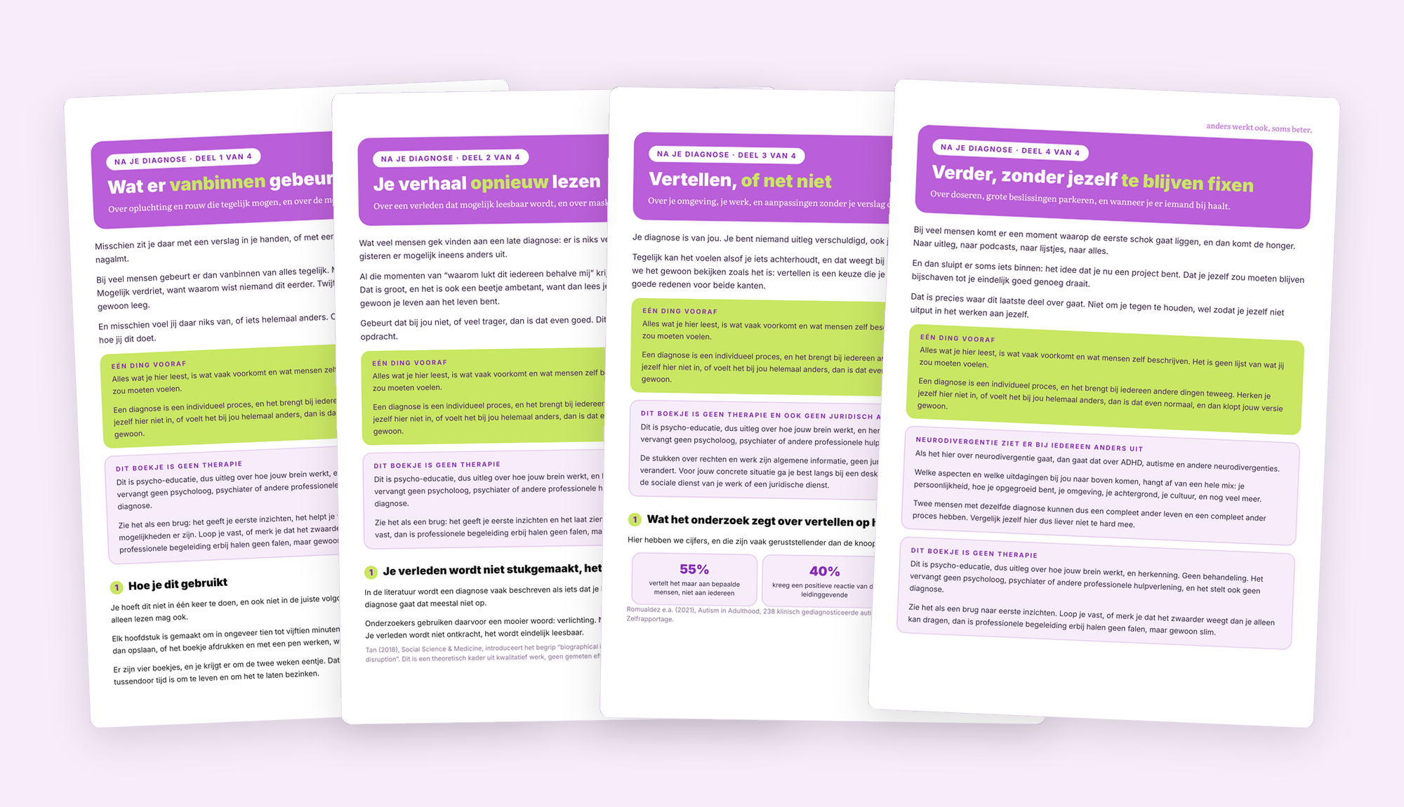 Wegwijzer na je diagnose, 4 werkboeken