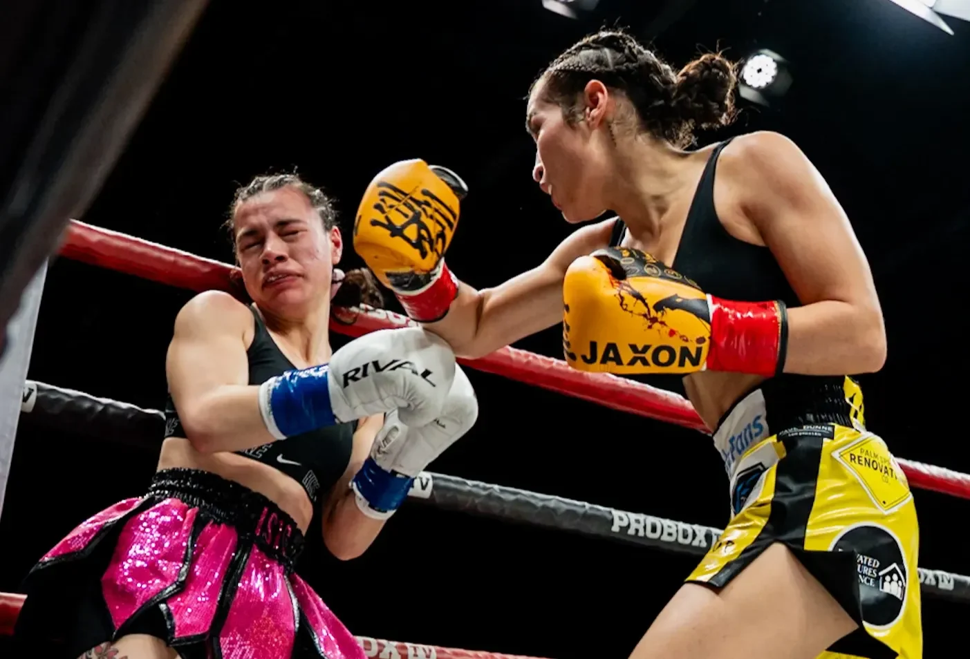 Women's boxing action
