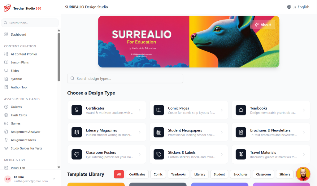 Design Hub — Browse 9 design categories and your template library