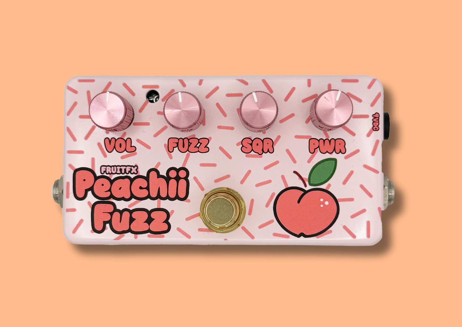 Peachii Fuzz pedal, top view