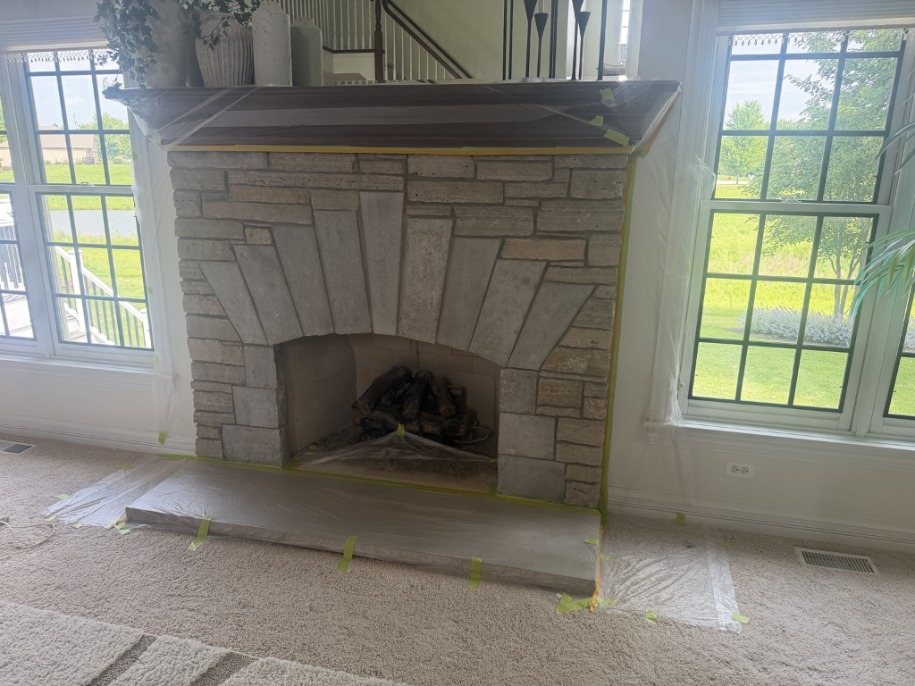 Fireplace masonry before limewashing