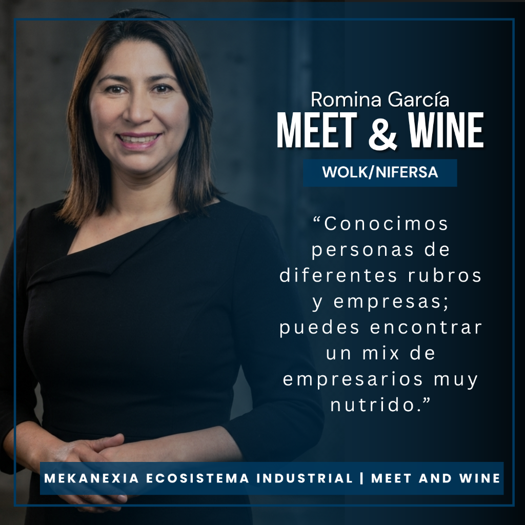 Romina García, de WOLK y NIFERSA, en una tarjeta testimonial oficial de Meet & Wine