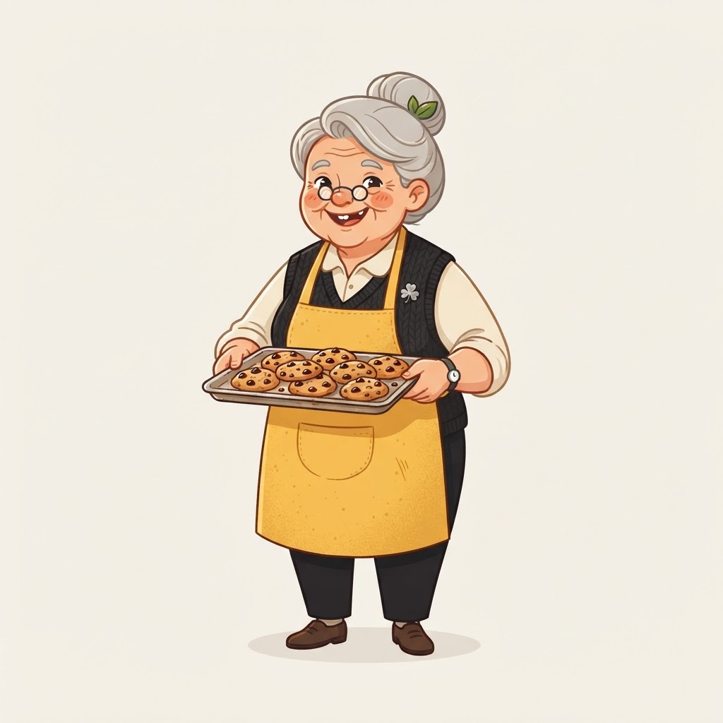 A friendly farmer offering fresh cookies