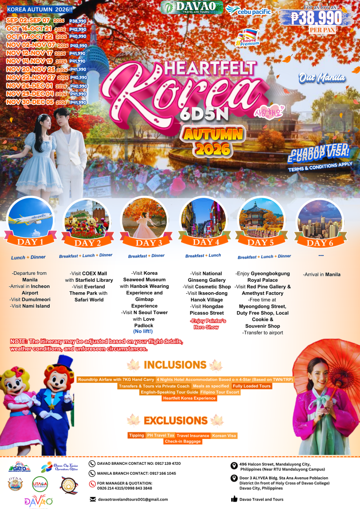 Heartfelt Korea 6D5N – Autumn 2026