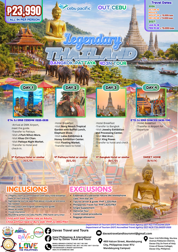 Legendary Thailand (Bangkok–Pattaya) 4D3N Tour