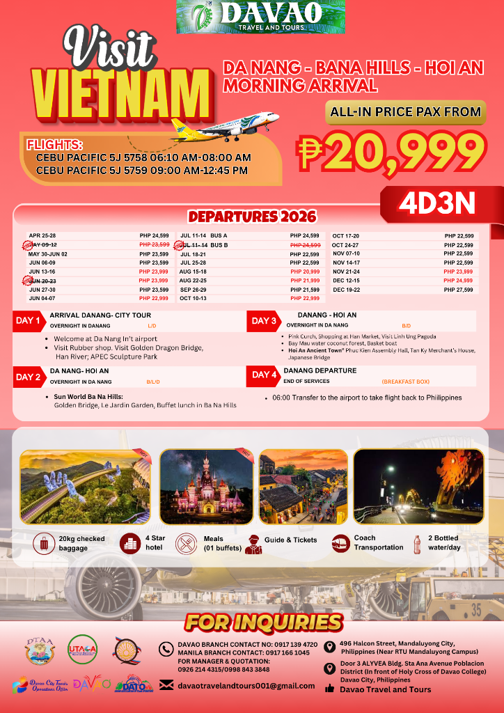 Da Nang – Bana Hills – Hoi An (Morning Arrival) 4D3N