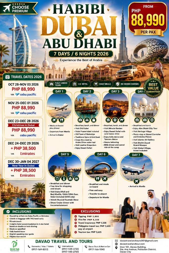 Habibi Dubai & Abu Dhabi 7 Days / 6 Nights — Experience the Best of Arabia