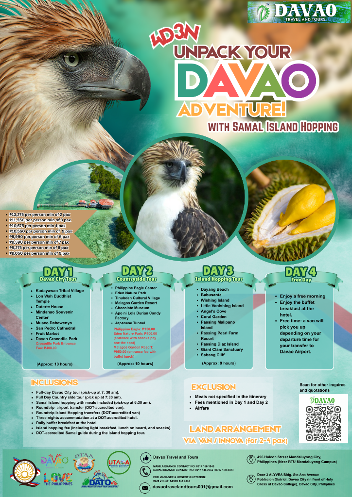 Davao Adventure with Samal Island Hopping 4D3N