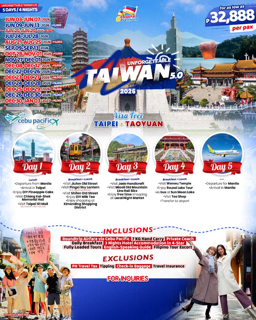 Unforgettable Taiwan 5.0 (5D4N 2026)