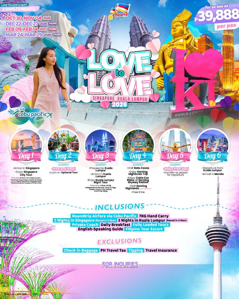 Love to Love Singapore & Kuala Lumpur 6D5N (2026)