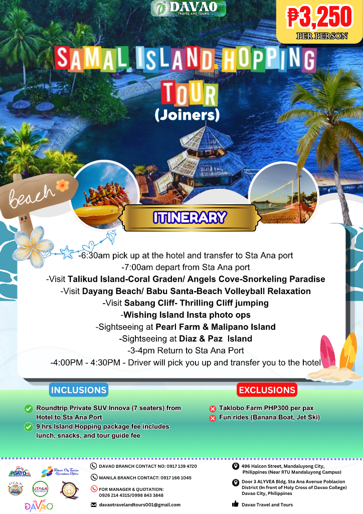 Samal Island Hopping Tour (Joiners)