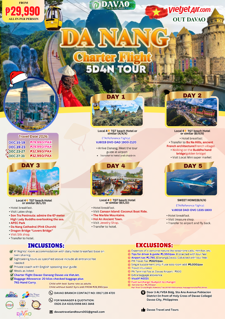 Da Nang Charter Flight 5D4N Tour